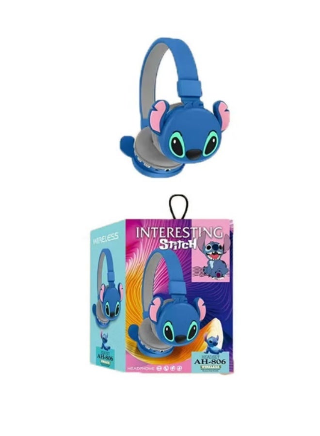 Stitch Kids Over-Ear Headphones, Kids Bluetooth Headphones, Cat Ear Bluetooth Headphones with Microphone, TF Card, Kids Stitch Headphones for Teens, Boys, Girls, School, Mobile Phones, Tablets (Blue) - Image 2