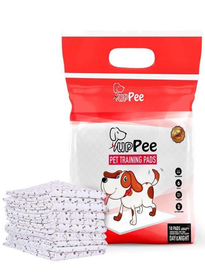PUPPEE فوط تدريب الحيوانات الأليفة PUPPEE للكلاب والقطط والجراء والحيوانات الأليفة، فوط فائقة الامتصاص للبول | مدرب على التبول والتبرز | فوط تدريب على استخدام المرحاض، مدرب على استخدام المرحاض للحيوانات الأليفة والجراء | مقاومة للماء بنسبة 100% وغير قابلة للانزلاق - 60 × 45 سم (متوسط) - 10 قطع - Image 1