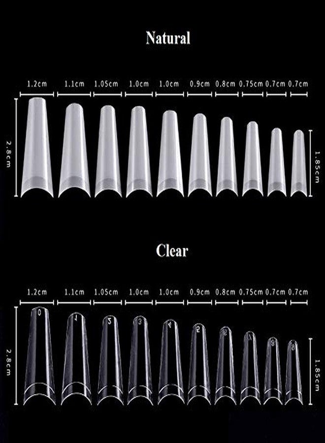 YIMART 500pcs French Nail Tips Cowboy Flat Head False Acrylic Nails Coffin Nail Art Tips For Decoration Nails Salon (Clear With Box) - Image 2