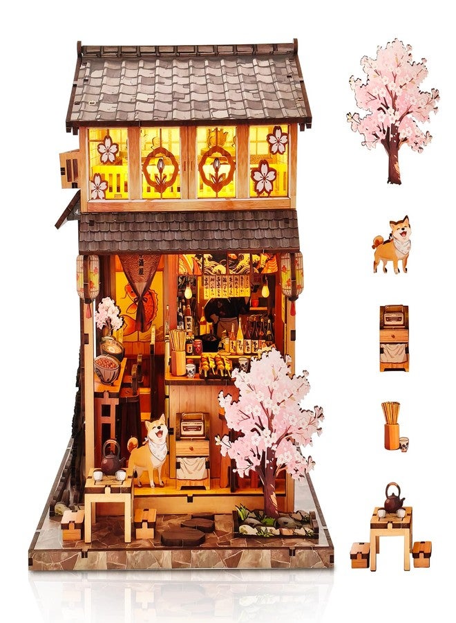 Foyucool Book Nook Kits for Adults, Japanese DIY Book Nook Kit, 3D booknook Craft Kits Bookshelf Insert with Sensor LED Light, Creative Craft Gift for Adults & Teens, Yaki Tori Ya - Image 1