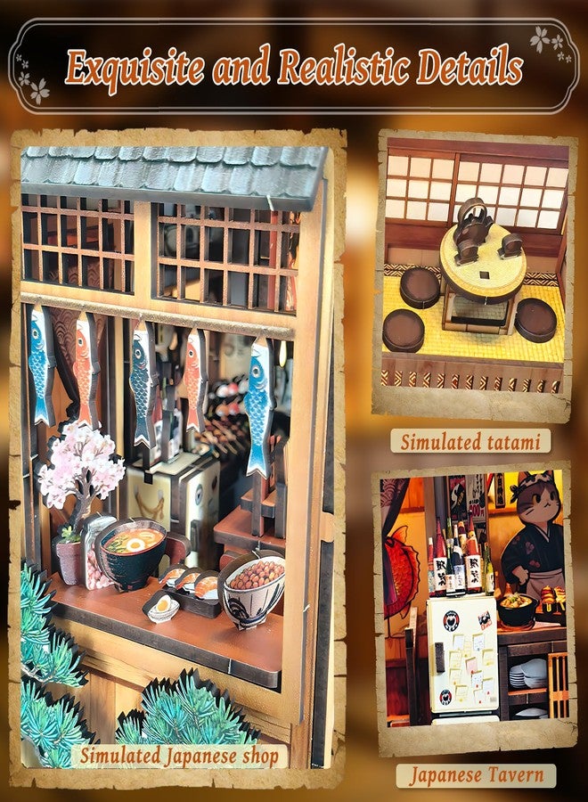 Foyucool Book Nook Kits for Adults, Japanese DIY Book Nook Kit, 3D booknook Craft Kits Bookshelf Insert with Sensor LED Light, Creative Craft Gift for Adults & Teens, Yaki Tori Ya - Image 4
