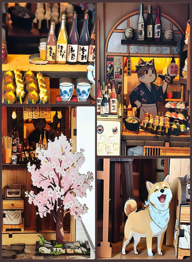 Foyucool Book Nook Kits for Adults, Japanese DIY Book Nook Kit, 3D booknook Craft Kits Bookshelf Insert with Sensor LED Light, Creative Craft Gift for Adults & Teens, Yaki Tori Ya - Image 3