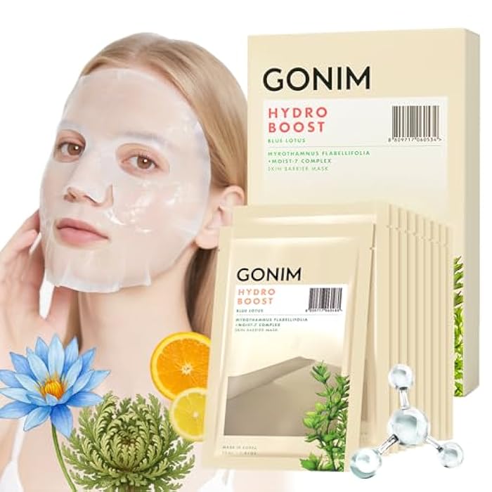 GONIM Face Mask Korean Skin Care with Hyaluronic Acid Serum & Collagen Activation, Hydrating Face Masks Skincare with Vitamin C, Moisturizing Sheet Mask for All Skin, Korean Face Mask 10 Sheets - Image 1