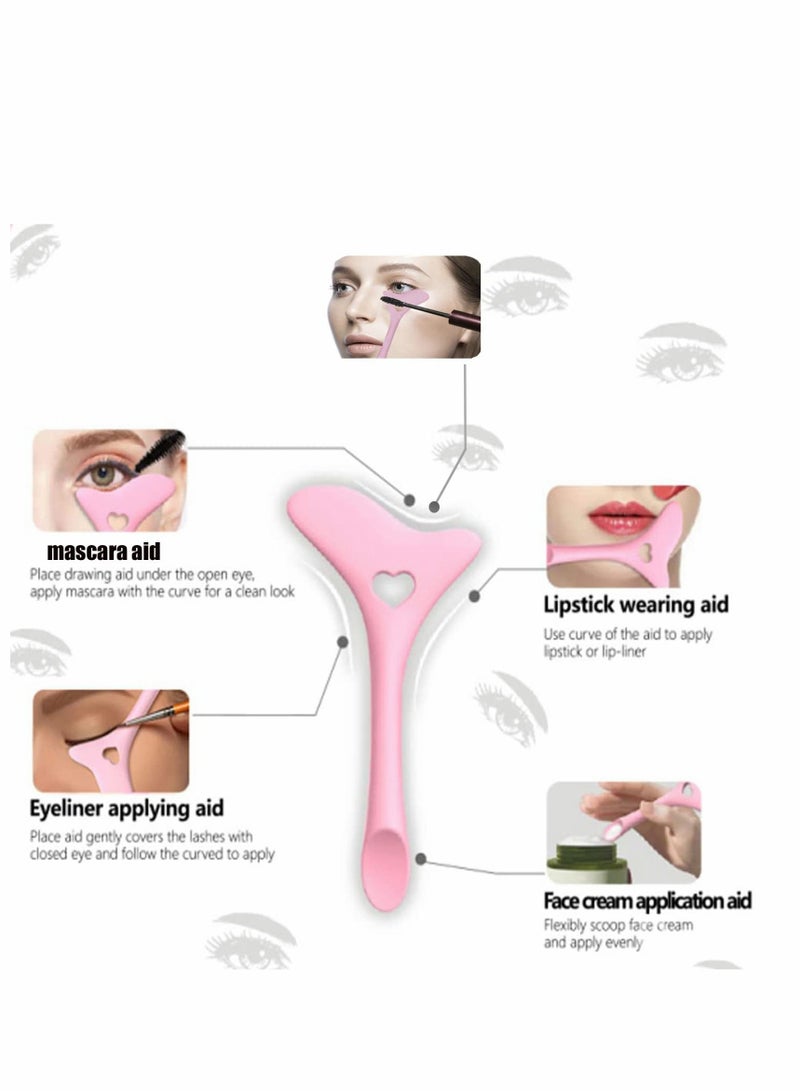 KASTWAVE Eyeliner Stencils Wing Tips, Cat Eyeliner Stencil Molds Pads Silicone Eyeliner Aid Marscara Drawing Aid, Face Cream, Easy Makeup Tool, Resusable Eyeliner Applicator Tool (Pink) - Image 2
