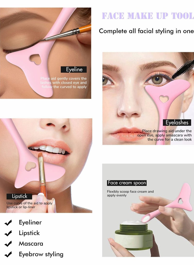 KASTWAVE Eyeliner Stencils Wing Tips, Cat Eyeliner Stencil Molds Pads Silicone Eyeliner Aid Marscara Drawing Aid, Face Cream, Easy Makeup Tool, Resusable Eyeliner Applicator Tool (Pink) - Image 4