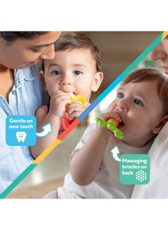 Nuby Nuby NanaNubs Banana Massaging Toothbrush and Realistic Silicone Carrot Teether with Massaging Bristles Combo - Gentle on Gums - 3 Months  - Image 5