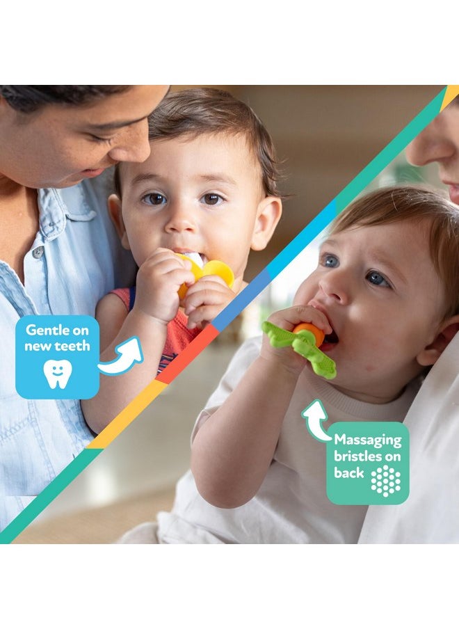 Nuby - Nuby NanaNubs Banana Massaging Toothbrush and Realistic Silicone Carrot Teether with Massaging Bristles Combo - Gentle on Gums - 3 Months - Image 1