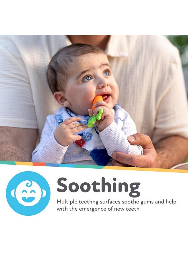 Nuby - Nuby NanaNubs Banana Massaging Toothbrush and Realistic Silicone Carrot Teether with Massaging Bristles Combo - Gentle on Gums - 3 Months - Image 1
