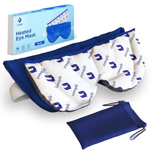 ZOMAPLE Heated Eye Mask Blue Soothing Moist Heat for Dry Tired Eyes Quick Microwave Prep Adjustable Strap Travel Pouch Plush Washable Cover Reusable CordFree Warm Compress for Eyes - Image 2
