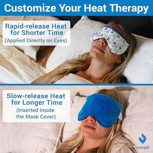 ZOMAPLE Heated Eye Mask Blue Soothing Moist Heat for Dry Tired Eyes Quick Microwave Prep Adjustable Strap Travel Pouch Plush Washable Cover Reusable CordFree Warm Compress for Eyes - Image 5