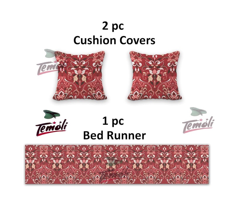 Temoli ® Bed Runner with Reversible Cushion Cover Decorative Scarf for Bedroom Hotel Wedding Room 18x90 in, 16x16 in. (Ambi-Pink) - Image 3