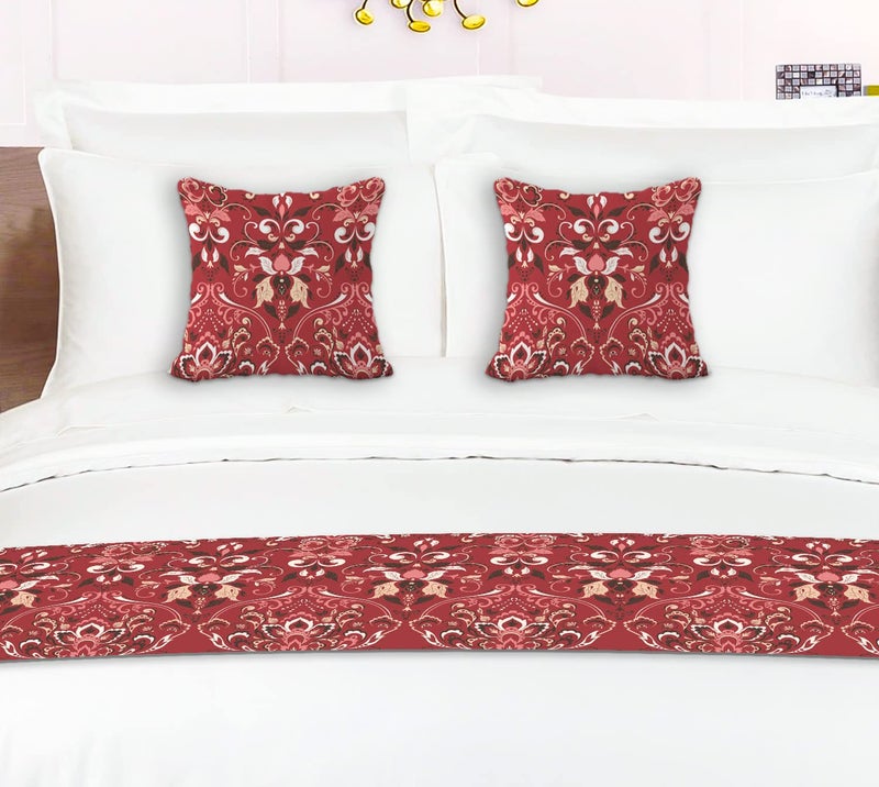 Temoli ® Bed Runner with Reversible Cushion Cover Decorative Scarf for Bedroom Hotel Wedding Room 18x90 in, 16x16 in. (Ambi-Pink) - Image 2