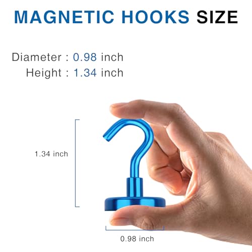 LOVIMAG 6 Pack 80LB Magnetic Hooks, Strong Cabin Ship Essentials Hook Heavy Duty Refrigerator Fridge Magnets Hanging for Classroom Beach Vacation Kitchen Grills Home Blue - Image 2