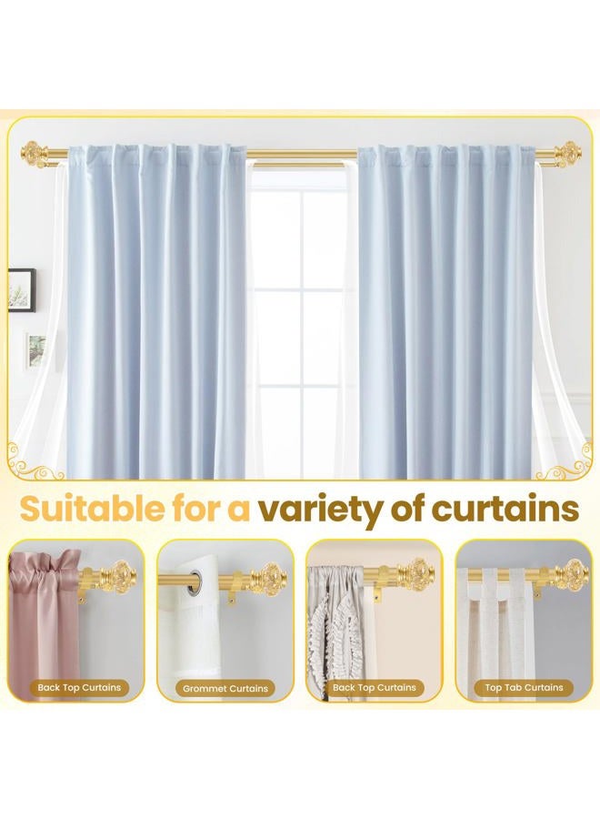 BHSRODS 1 Inch Modern Gold Double Curtain Rod Set - Tension rods for windows 28 to 48 inchs- Luxury Translucent Finials with Holdbacks -BHSRODS Home Double Window Rods for Living Room & Bedroom - Image 3