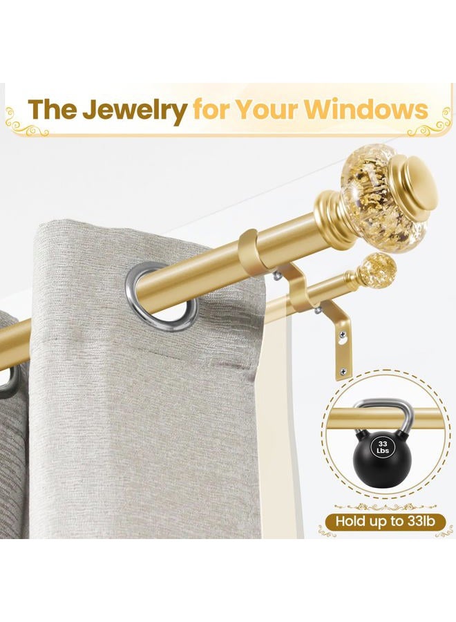 BHSRODS 1 Inch Modern Gold Double Curtain Rod Set - Tension rods for windows 28 to 48 inchs- Luxury Translucent Finials with Holdbacks -BHSRODS Home Double Window Rods for Living Room & Bedroom - Image 5