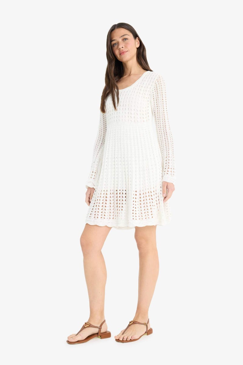 DeFacto A Cut Openwork Long Sleeve Knitwear Dress - Image 2