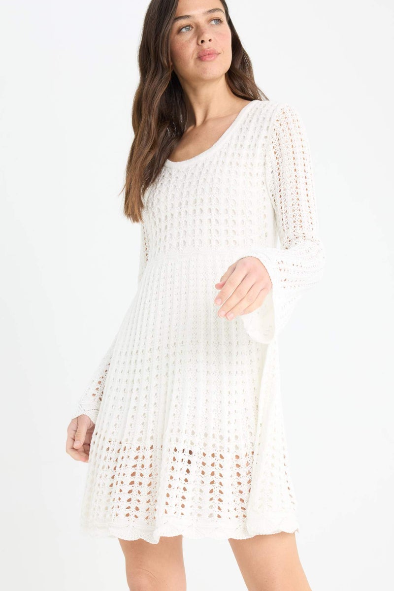 DeFacto A Cut Openwork Long Sleeve Knitwear Dress - Image 3