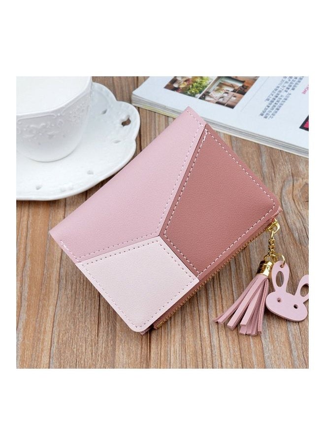 NIBEMINENT PU Zipper Coin Purse Pink/Brown  - Image 1