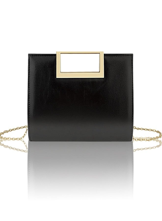 Gets حقائب كلتش للنساء حقيبة يد مسائية رسمية موضة جلد PU حقيبة كتف لحفلات الزفاف وحفلات الكوكتيل وحفلات التخرج (أسود) - Image 1