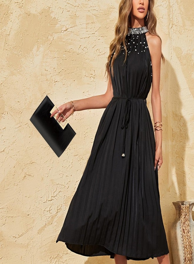 Gets حقائب كلتش للنساء حقيبة يد مسائية رسمية موضة جلد PU حقيبة كتف لحفلات الزفاف وحفلات الكوكتيل وحفلات التخرج (أسود) - Image 5