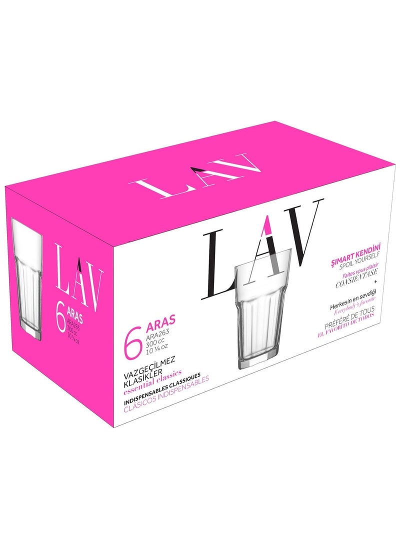 LAV - Aras Iced Tea Glasses 300 ML Pack Of 6 Glasses - Image 1