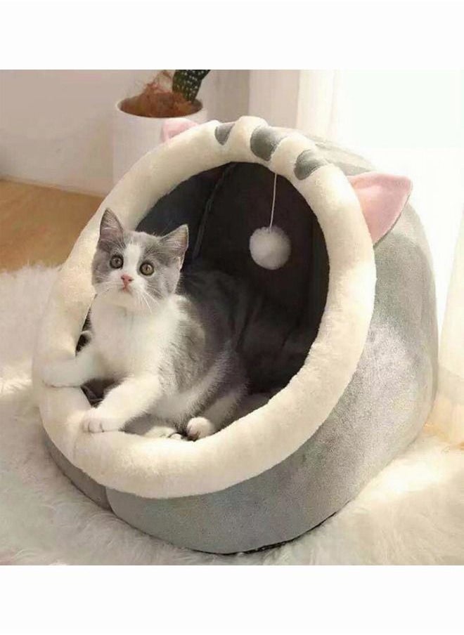 Generic Cave cat bed for indoor cats Machine washable pet bed for medium cats and small dogs Non-slip waterproof bottom  - Image 1