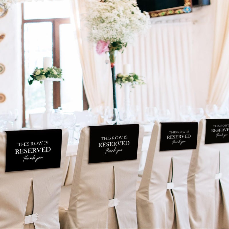 ChissNook Reserved Seating Chair Signs, This Row Is Reserved Pew Cloths Seating Placeholder for Church Pews, Wedding Decorations for Reception Parties Celebrations Event Meetings (Black, 4 PCS) - Image 4