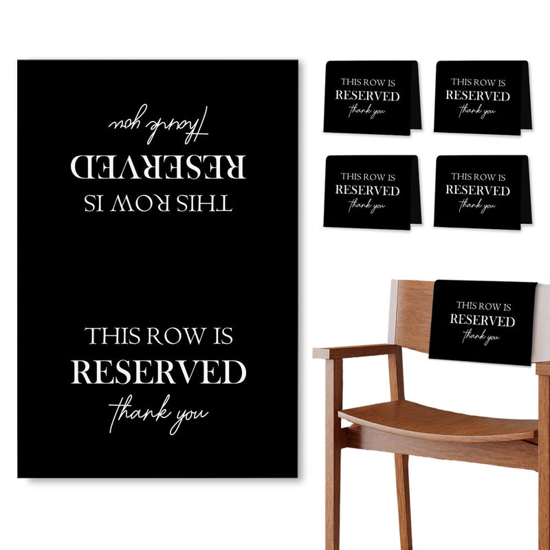 ChissNook Reserved Seating Chair Signs, This Row Is Reserved Pew Cloths Seating Placeholder for Church Pews, Wedding Decorations for Reception Parties Celebrations Event Meetings (Black, 4 PCS) - Image 1