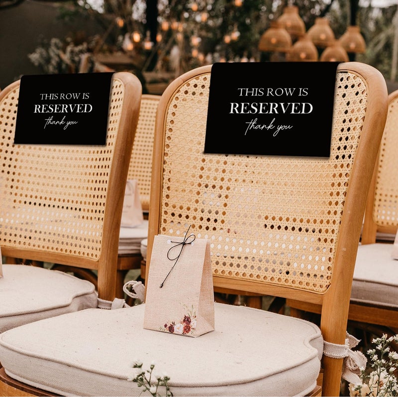 ChissNook Reserved Seating Chair Signs, This Row Is Reserved Pew Cloths Seating Placeholder for Church Pews, Wedding Decorations for Reception Parties Celebrations Event Meetings (Black, 4 PCS) - Image 5