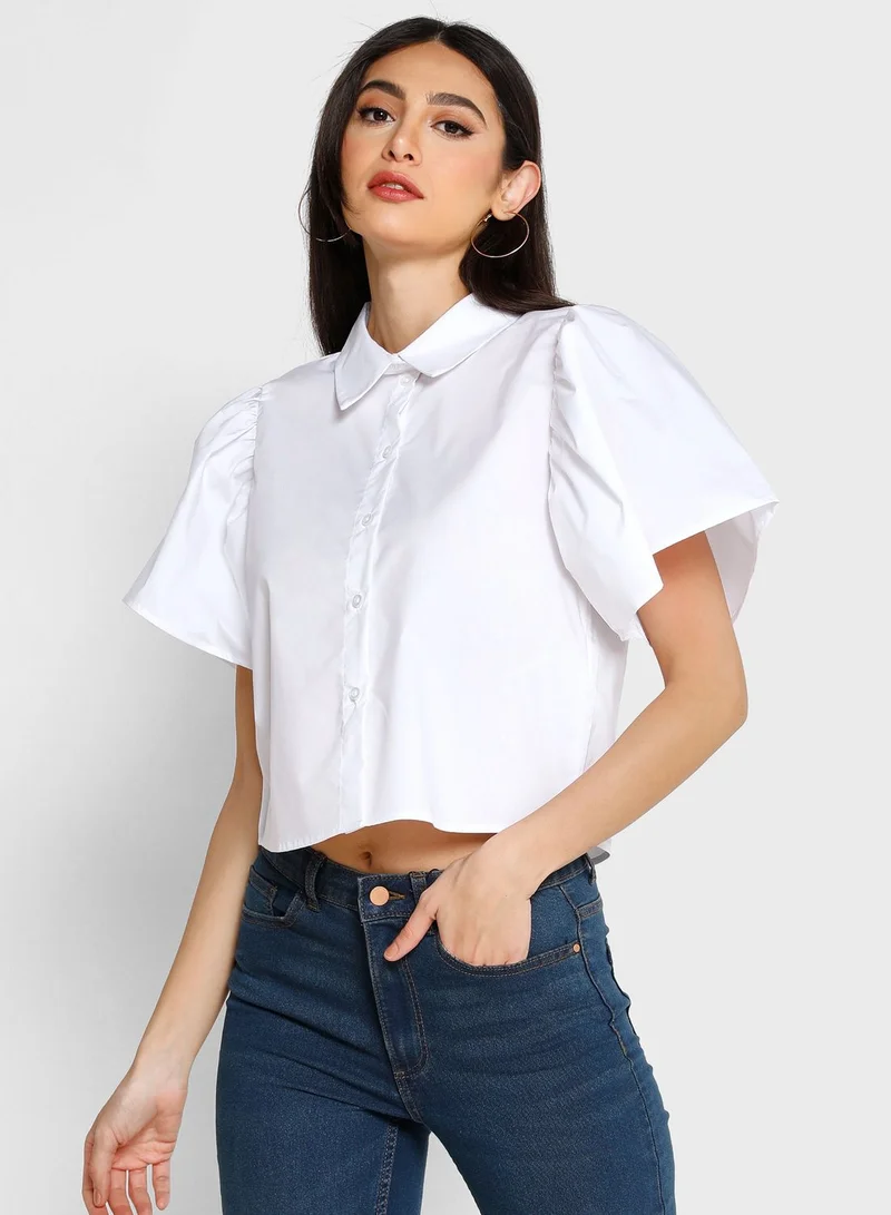 Jacqueline de Yong Button Down Crop Shirt