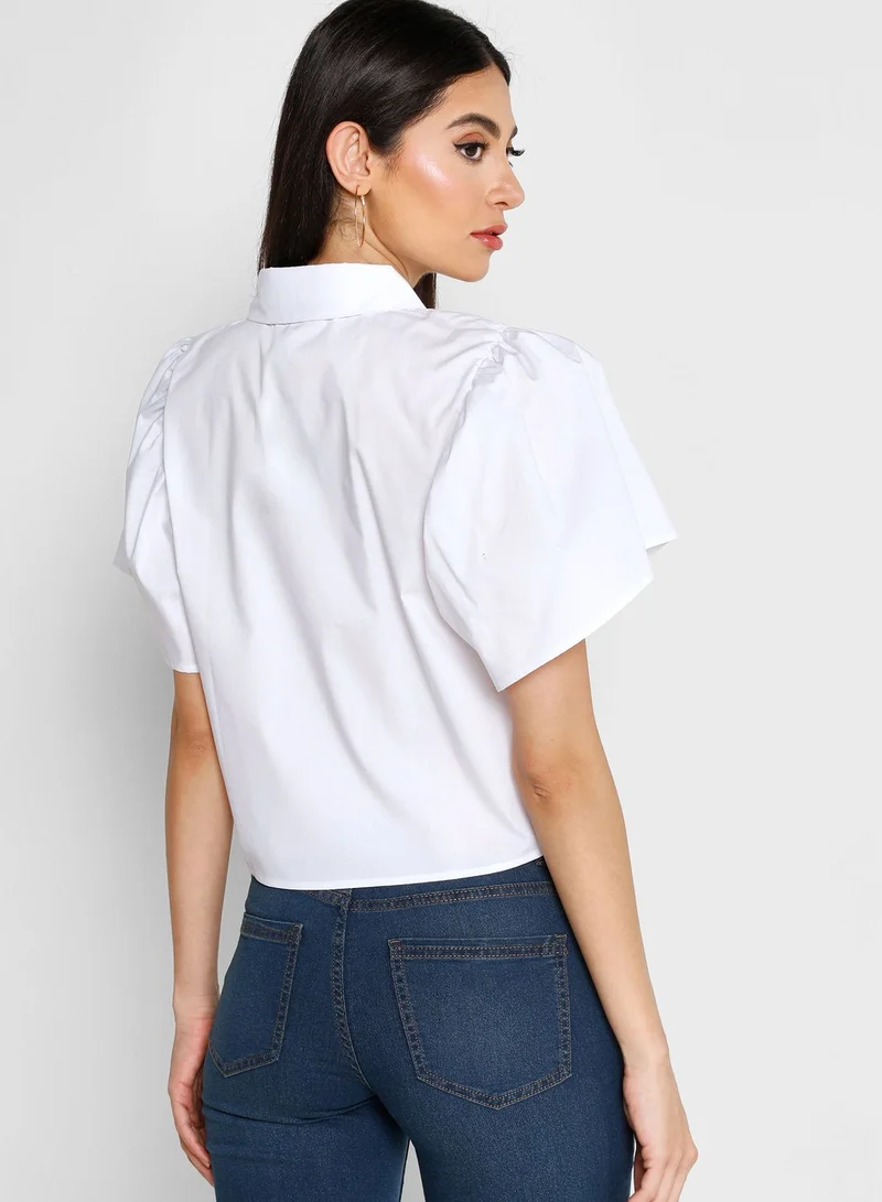 Jacqueline de Yong Button Down Crop Shirt