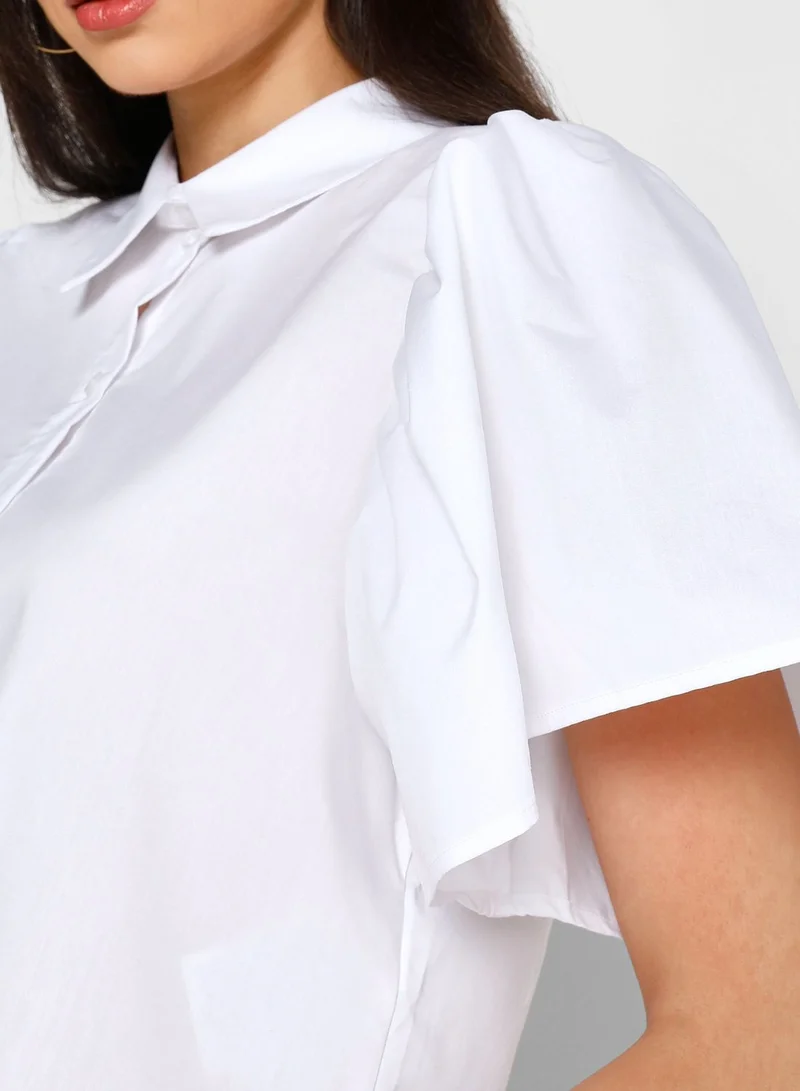 Jacqueline de Yong Button Down Crop Shirt