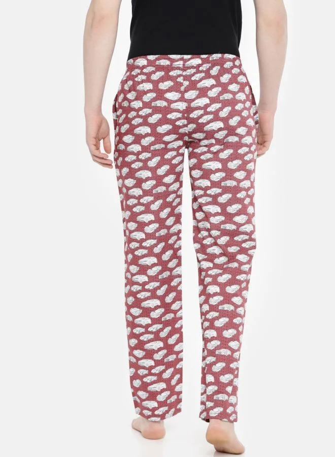 The Indian Garage Co Men Slim Fit Mid-Rise Cotton Printed Lounge Pants