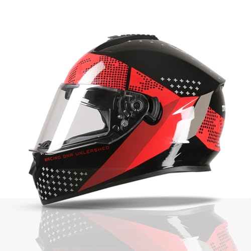 TVS Racing Phantom Series Full Face Dual Visor Helmet for Men | Premium Bike Helmets with ABS Shell, UV Paint | Quick Release System | Aerodynamic Design | DOT & ISI Certified (Black V1) -XL - Image 1