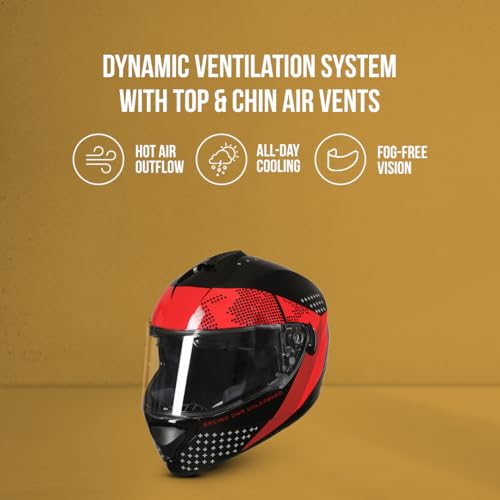 TVS Racing Phantom Series Full Face Dual Visor Helmet for Men | Premium Bike Helmets with ABS Shell, UV Paint | Quick Release System | Aerodynamic Design | DOT & ISI Certified (Black V1) -XL - Image 4