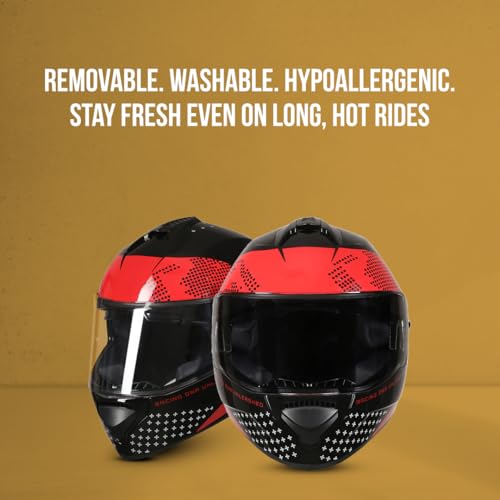 TVS Racing Phantom Series Full Face Dual Visor Helmet for Men | Premium Bike Helmets with ABS Shell, UV Paint | Quick Release System | Aerodynamic Design | DOT & ISI Certified (Black V1) -XL - Image 3