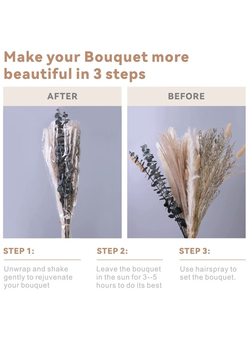 Generic Pampas Grass Dried Plants  Baytion Natural Dried Pampas Bouquets 17" Boho Home Decorative Dried Flowers for Table Vase Flower Arrangement Wedding Party Home Decorations  - Image 4