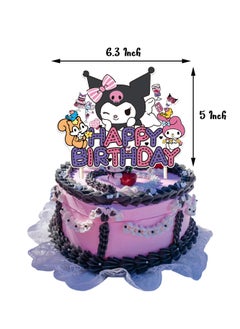 General Kawaii Cartoon Birthday Decorations ，Kuromi Birthday Party Supplies-Include Happy Birthday Banner Cake Toppers Cupcake Toppers Balloons.My Melody Birthday Party Supplies… Anime Theme Birthday Party Supplies  - Image 3