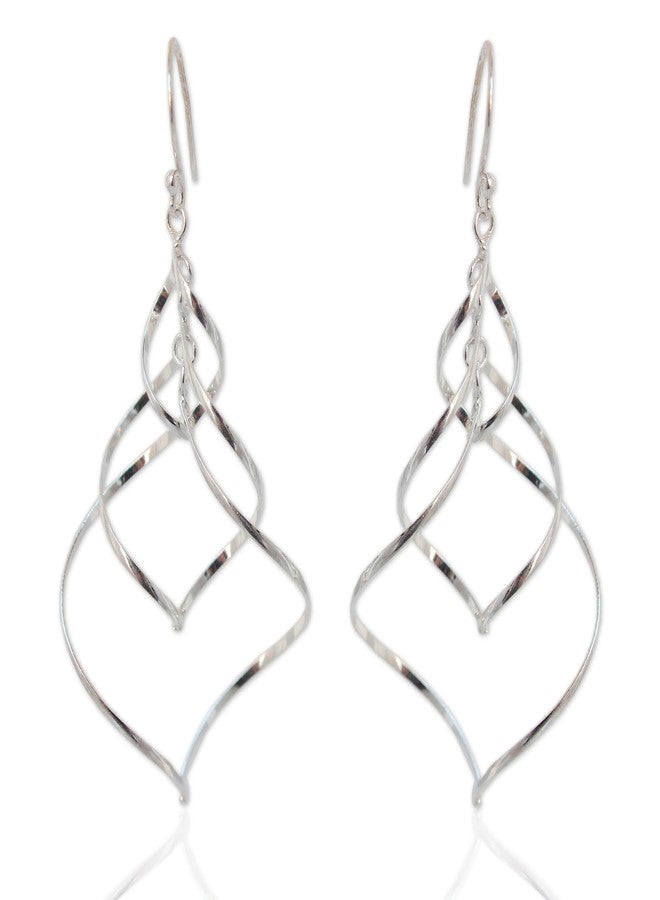 نوفيكا أقراط متدلية من الفضة الإسترليني مصنوعة يدويًا من نوفيكا، بتصميم عصري بوهيمي تايلاندي [طول 2.6 بوصة × عرض 1.2 بوصة] - Image 1