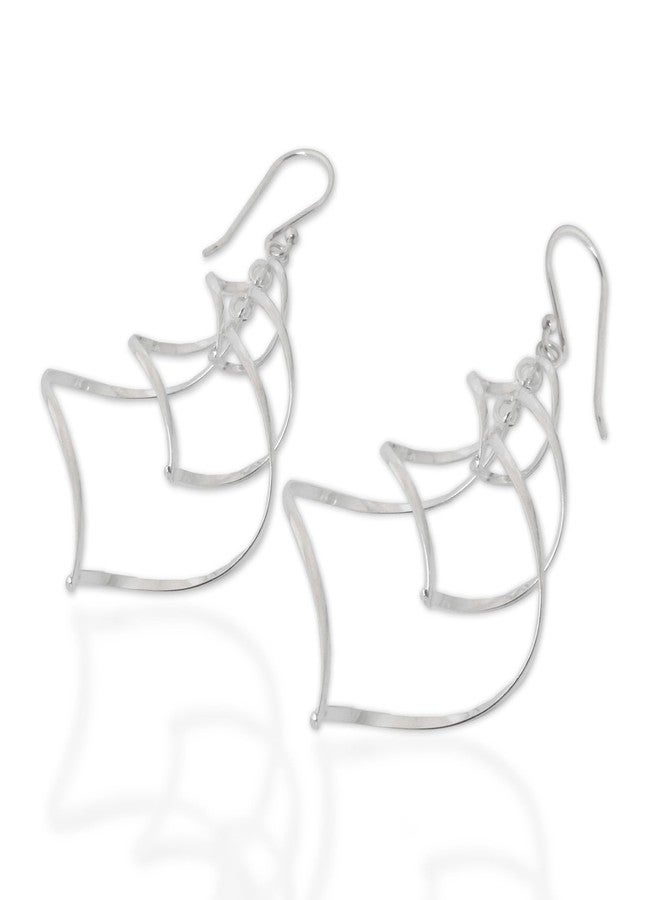 نوفيكا أقراط متدلية من الفضة الإسترليني مصنوعة يدويًا من نوفيكا، بتصميم عصري بوهيمي تايلاندي [طول 2.6 بوصة × عرض 1.2 بوصة] - Image 4