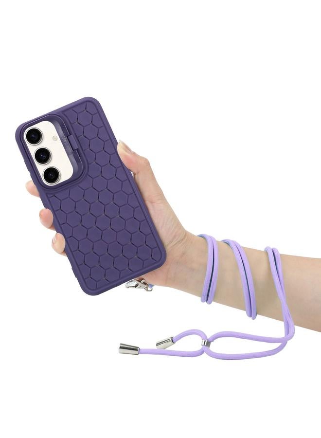 S-TOP Case For Samsung Galaxy A55 5G Honeycomb Radiating Holder TPU Phone Case with Lanyard - Image 5