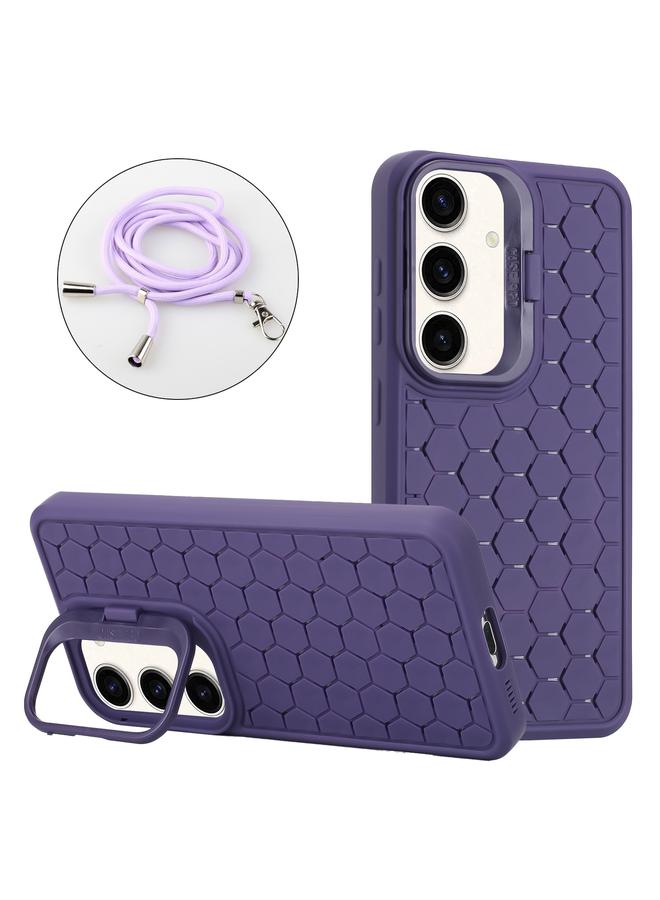 S-TOP Case For Samsung Galaxy A55 5G Honeycomb Radiating Holder TPU Phone Case with Lanyard - Image 1
