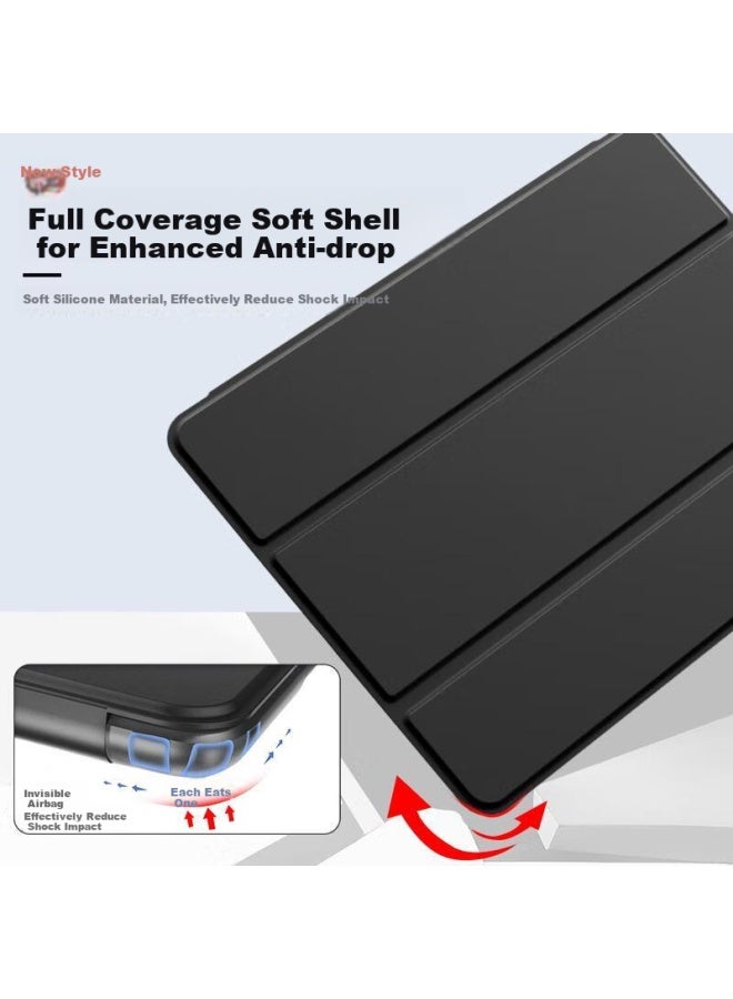 Hboalg Ipad Pro Protective Case 11-inch Ipad Pro Cover Thin Full Body Shockproof Three-fold Stable Support Silicone Soft Shell Black - Image 2