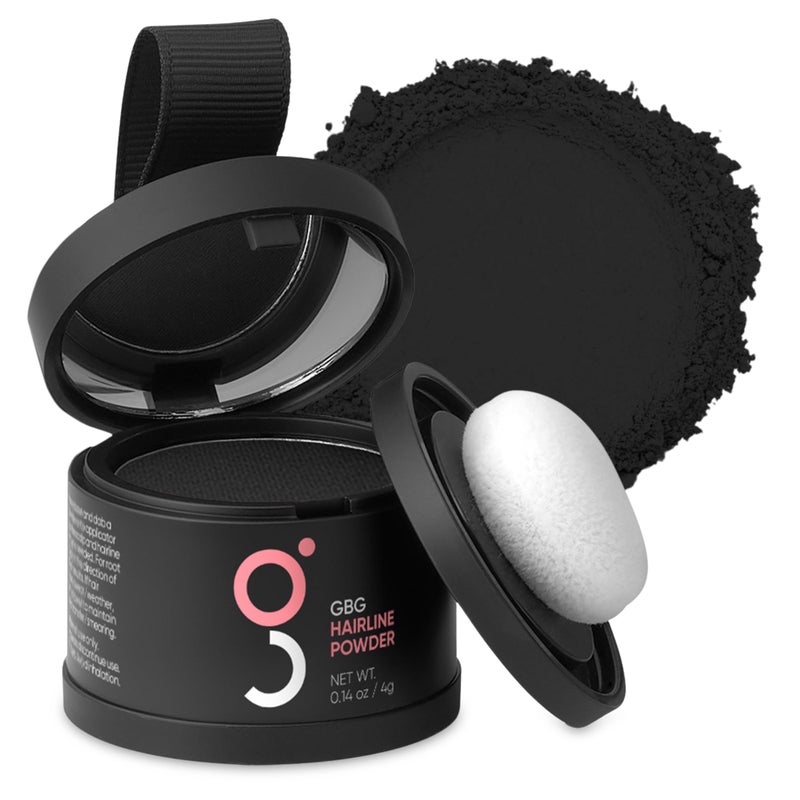 Get Back Gorgeous GBG Hairline Powder, Black - 48-Hour Coverage Root Touch Up Powder for Bald Spots, Instant Hair Loss Concealer & Brightening Highlights - Hair Fillers for Thinning Hair for Women & Men, 4g - Image 1