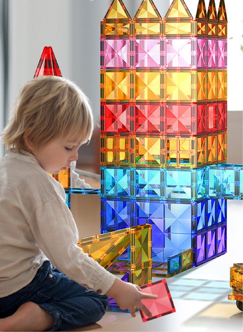 60 Pcs Magnetic Tiles for Kids - STEM Building Blocks with Strong Magnets, Safe Smooth Edges | Educational Construction Toys for Boys & Girls Age 3+ - Image 2