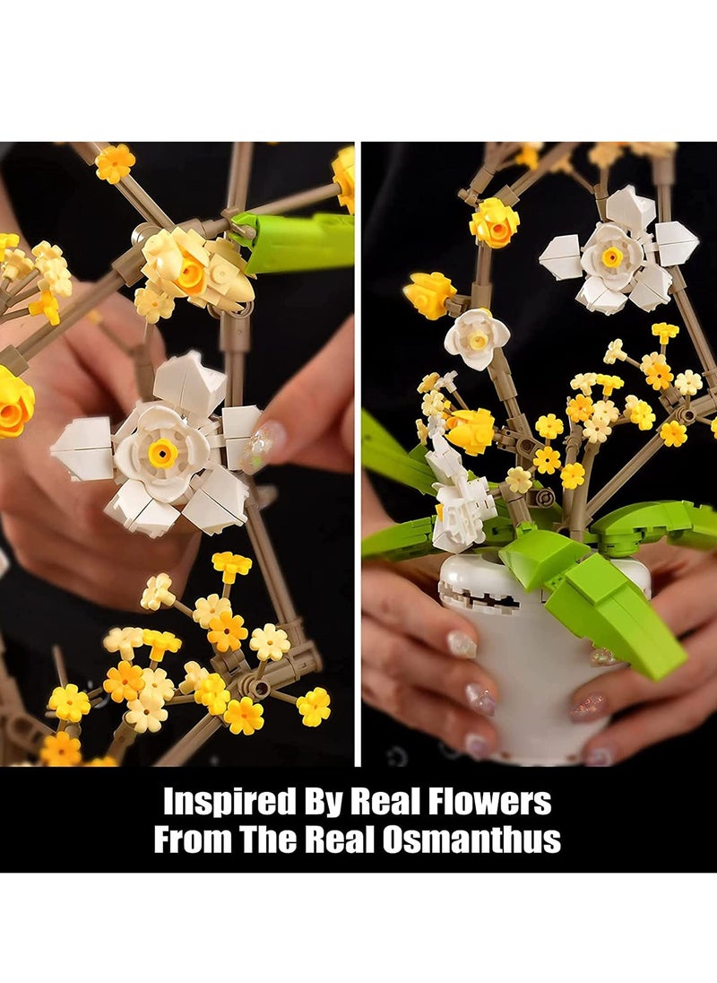 SYOSI - Flower Bouquet Building Kit Osmanthus Fragrans Bonsai Tree Toy Artificial Plant Building Creative Building Project for Adults Botanical Collection Compatible with Lego (430 Pieces) - Image 1