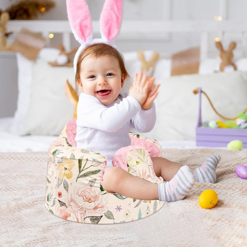 Jundetye Baby Nursing Pillow Cover Removeable Breastfeeding Pillow Slipcover Baby Seat Cover Compatible with Bumbo Seat Soft Comfortable Seat Cover for Baby Girl Boy Pink Flower - Image 4