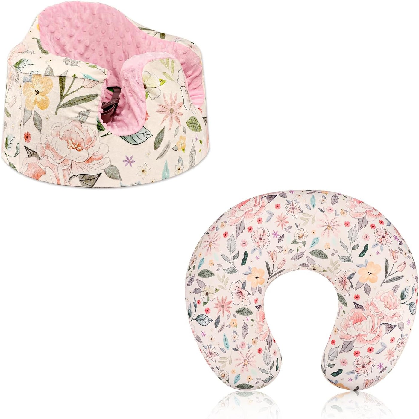 Jundetye Baby Nursing Pillow Cover Removeable Breastfeeding Pillow Slipcover Baby Seat Cover Compatible with Bumbo Seat Soft Comfortable Seat Cover for Baby Girl Boy Pink Flower
