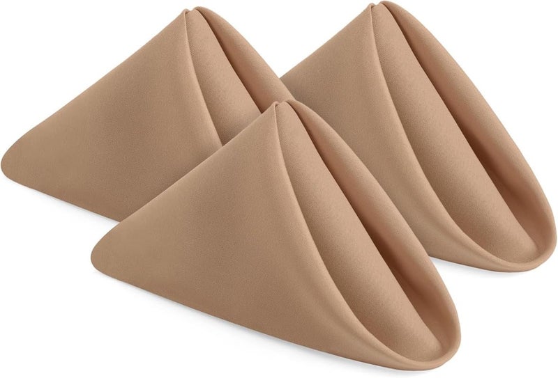 SEM B GRA Pack of 12 Napkin Beige Cloth Napkins 15x25 Inches 100 Cotton Dinner Napkins with Hemmed Edges Washable Napkins Ideal for Parties Weddings and Dinners - Image 1