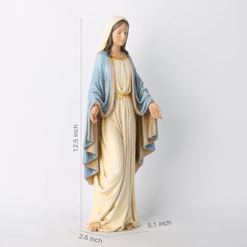 BC BUILDCLASSIC BC Catholic Blessed Virgin Mary Statue, Holy Mother Figure for Altar, Catholic Home Decor, Religious Gifts to Mom，12.5" H, Hand Painted Classical Renaissance Sculpture Masterpiece by Buildclassic - Image 5